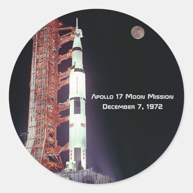 Apollo 17 Moon Mission Classic Round Sticker (Front)