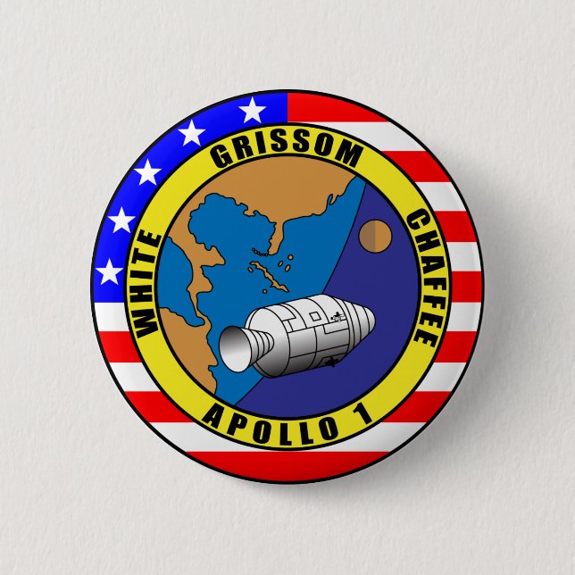 Apollo 1 6 cm round badge (Front)