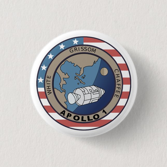 Apollo 1 Mission Patch  3 Cm Round Badge (Front)