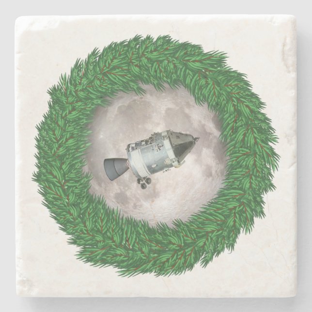 Apollo 8 Christmas Eve Moon Mission Stone Coaster (Front)