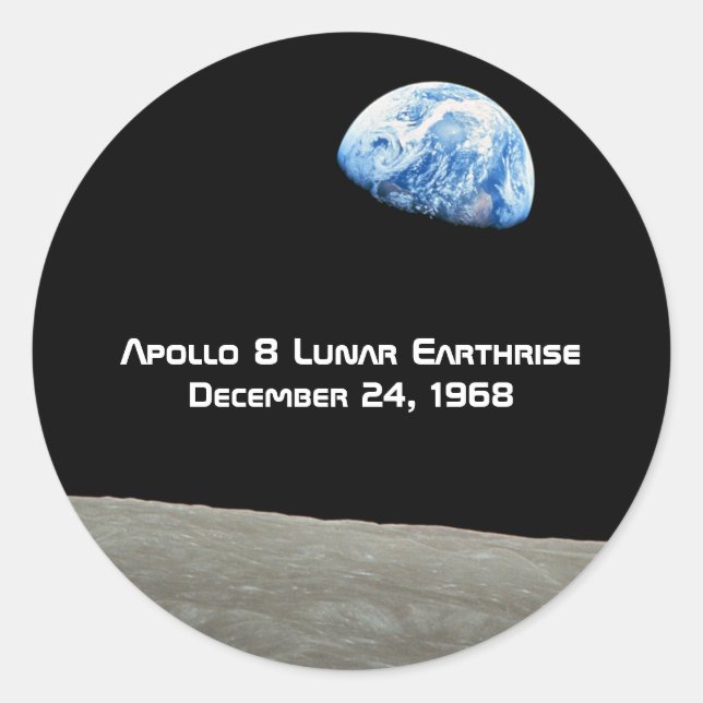 Apollo 8 Lunar Earthrise 50th Anniversary Classic Round Sticker (Front)