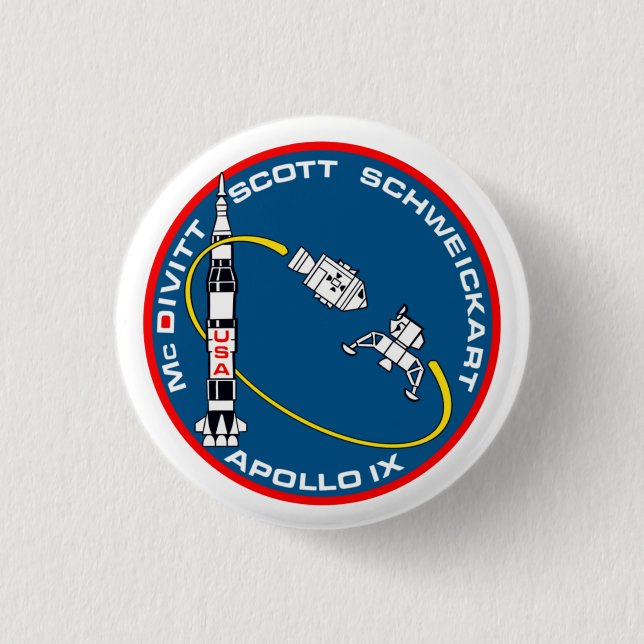 Apollo 9 mission patch  3 cm round badge (Front)