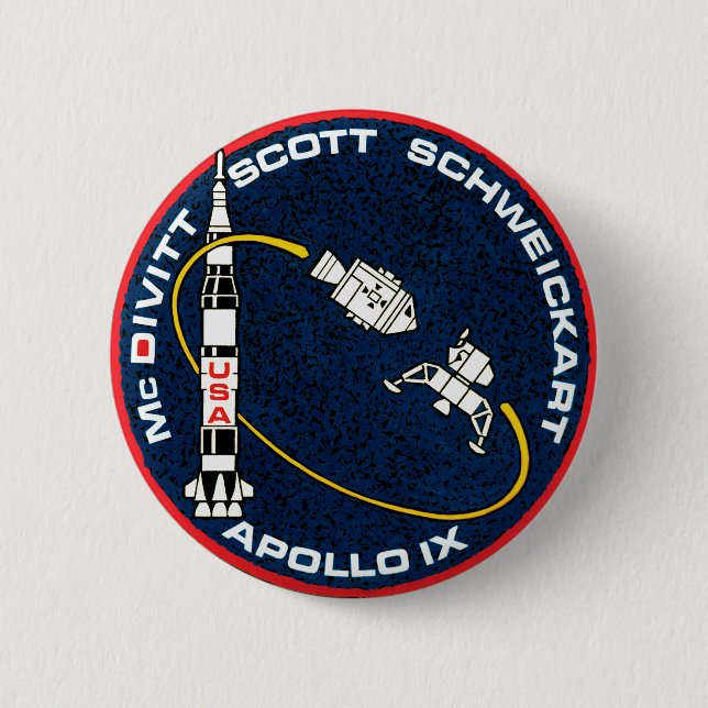 Apollo 9 NASA Mission Patch Logo 6 Cm Round Badge (Front)