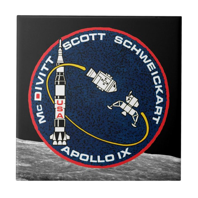 Apollo 9 NASA Mission Patch Logo Ceramic Tile (Front)