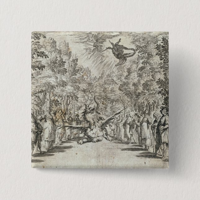 Apollo about to attack the python, from 'La Pelleg 15 Cm Square Badge (Front)