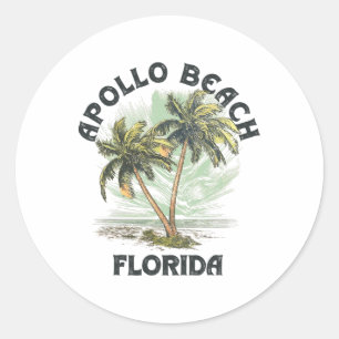 Apollo Beach Florida Palms Vintage Beach Men Women Classic Round Sticker