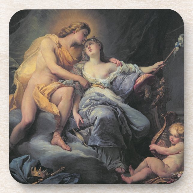Apollo caressing the nymph Leucothea (oil on canva Coaster (Front)