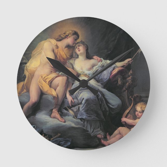 Apollo caressing the nymph Leucothea (oil on canva Round Clock (Front)