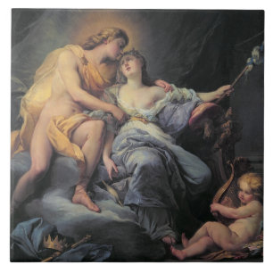 Apollo caressing the nymph Leucothea (oil on canva Tile