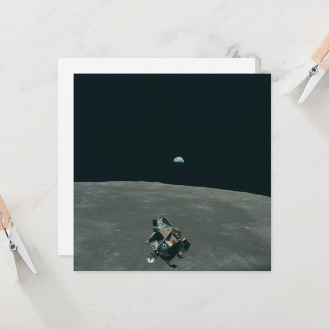 Apollo Lunar Lander and Earthrise Over Moon     (Front/Back In Situ)