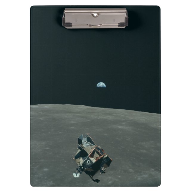 Apollo Lunar Lander and Earthrise Over Moon     Clipboard (Front)