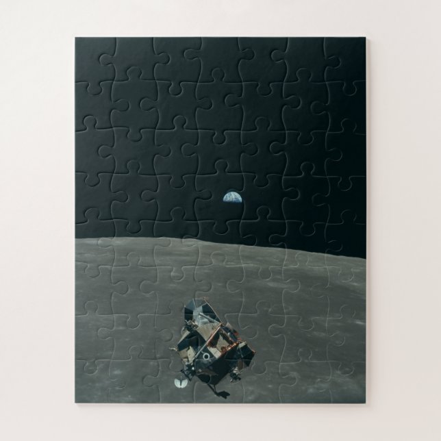 Apollo Lunar Lander and Earthrise Over Moon     Jigsaw Puzzle (Vertical)