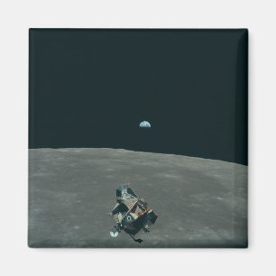 Apollo Lunar Lander and Earthrise Over Moon Magnet