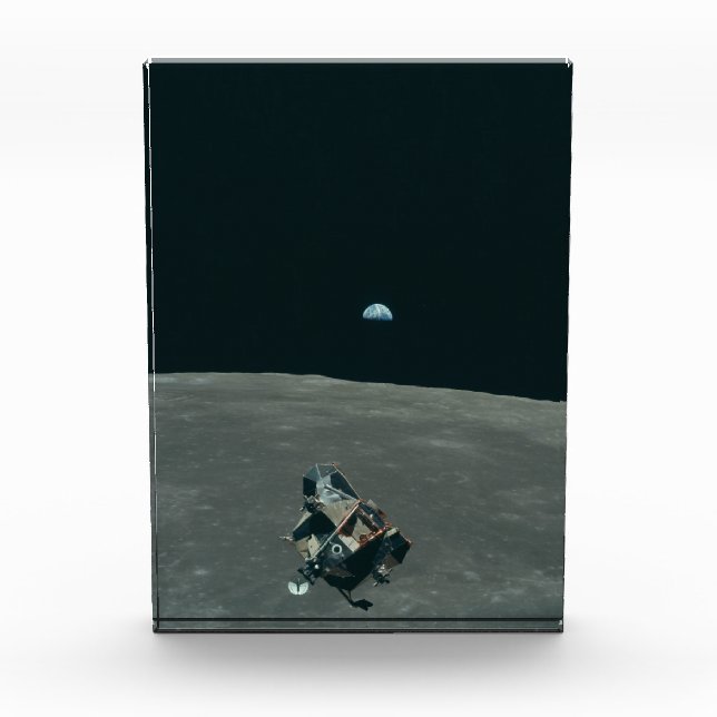 Apollo Lunar Lander and Earthrise Over Moon     Photo Block (Front)