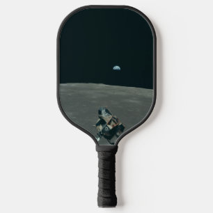Apollo Lunar Lander and Earthrise Over Moon Pickleball Paddle