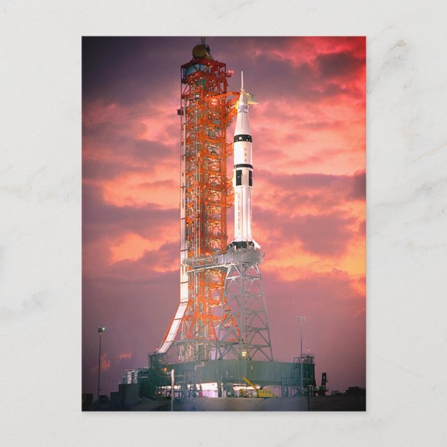 Apollo Saturn 1B Rocket Launch Postcard (Front)