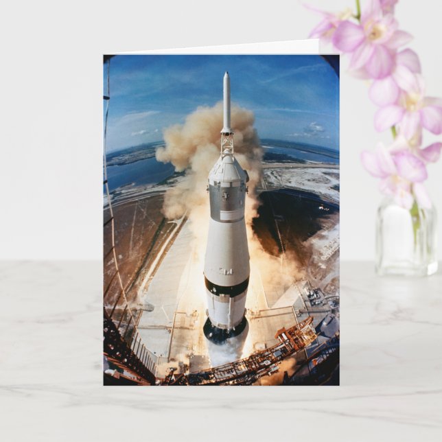 Apollo Saturn V Rocket launch to Moon 1969 Card (Orchid)