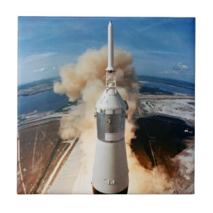 Apollo Saturn V Rocket launch to Moon 1969 Ceramic Tile