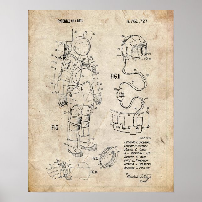Apollo Space Suit Patent Poster (Front)