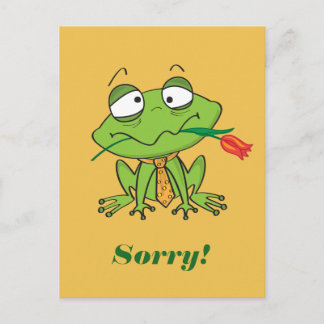 Apologising frog postcard