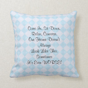 Apology for Messy House Square Pillow Retro Blue