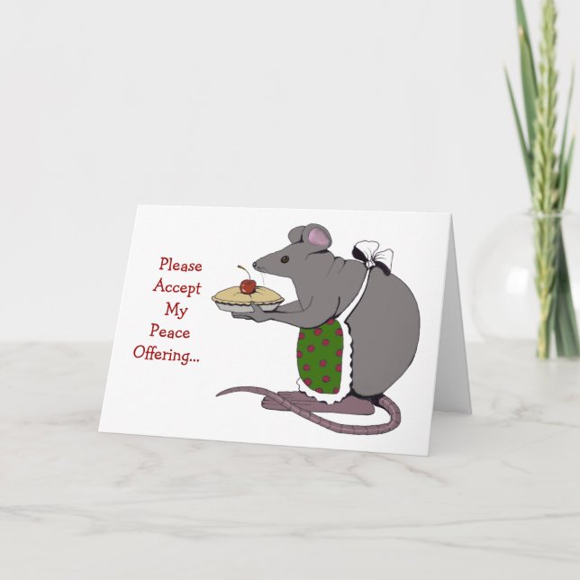 Apology: Sorry: Peace Offering: Mouse, Pie Card (Front)