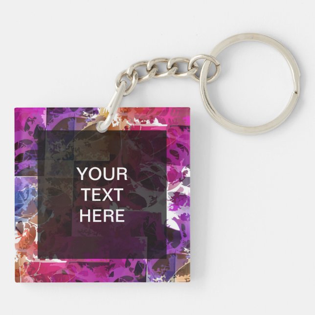 Apophysis Fractal Art - spider web square Key Ring (Back)