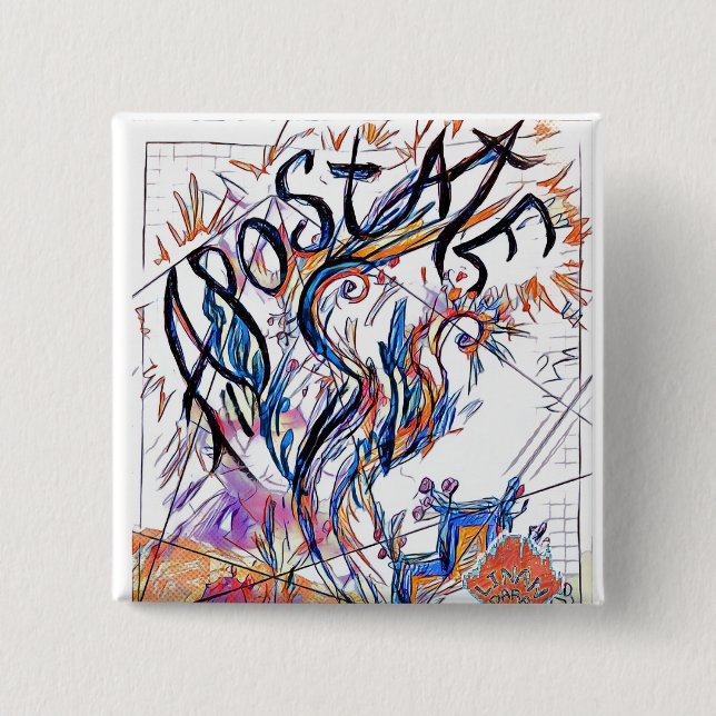 Apostate Colourful Free Doodle Drawing 15 Cm Square Badge (Front)