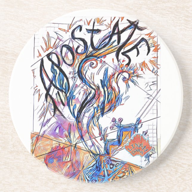 Apostate Colourful Free Doodle Drawing Coaster (Front)