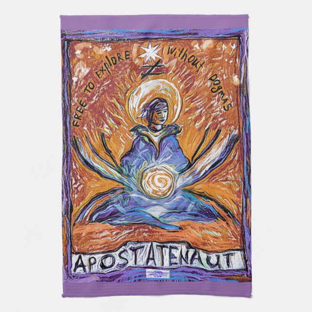 Apostatenaut - explore without dogmas tea towel (Vertical)