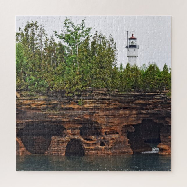 Apostle Islands - Devil's Island Lighthouse -20x20 Jigsaw Puzzle (Vertical)