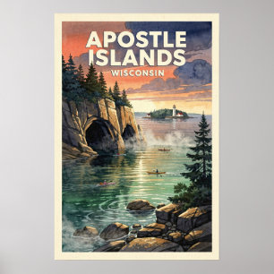 Apostle Islands Wisconsin Vintage Travel Poster