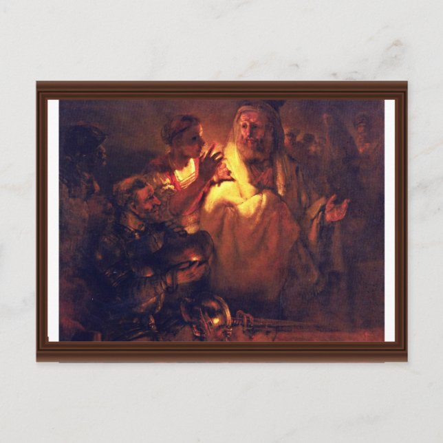 Apostle Peter Denies Christ,  By Rembrandt Harmens Postcard (Front)