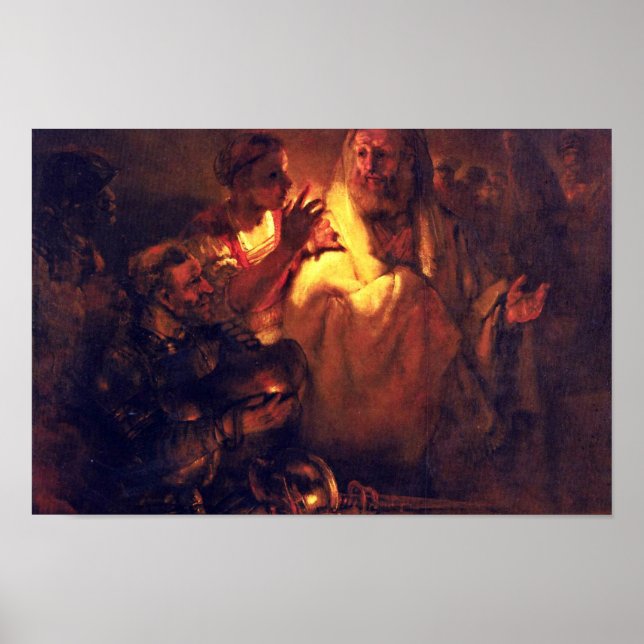Apostle Peter Denies Christ,  By Rembrandt Harmens Poster (Front)