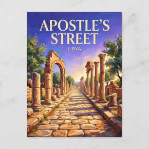 Apostle's Street, Cyrene Libya Postcard