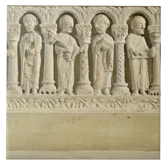 Apostles under Arcades, carved relief, c.1150 (sto Ceramic Tile (Front)