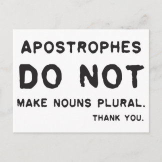 Apostrophe usage postcard