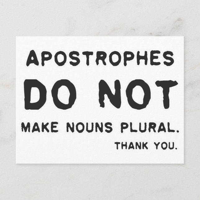 Apostrophe usage postcard (Front)