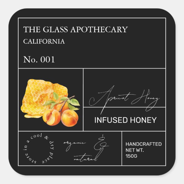 Apothecary Apricot Infused Honey Label (Front)