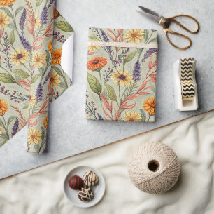 Apothecary Autumn Wildflower Harvest Wrap Wrapping Paper