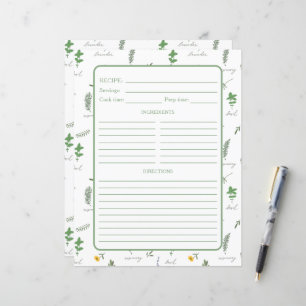 Apothecary Botanical Recipe Binder Page