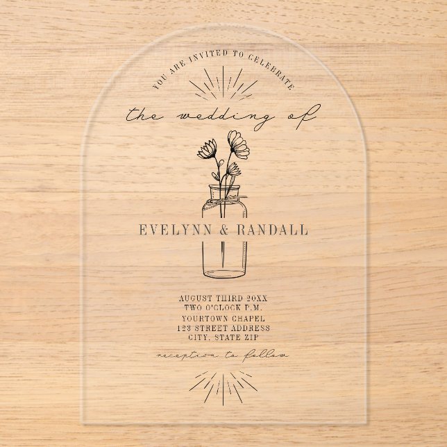 Apothecary Bottle Floral Wedding Acrylic Invitations (Front)