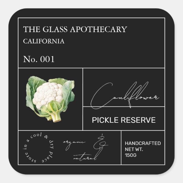 Apothecary Cauliflower Label (Front)