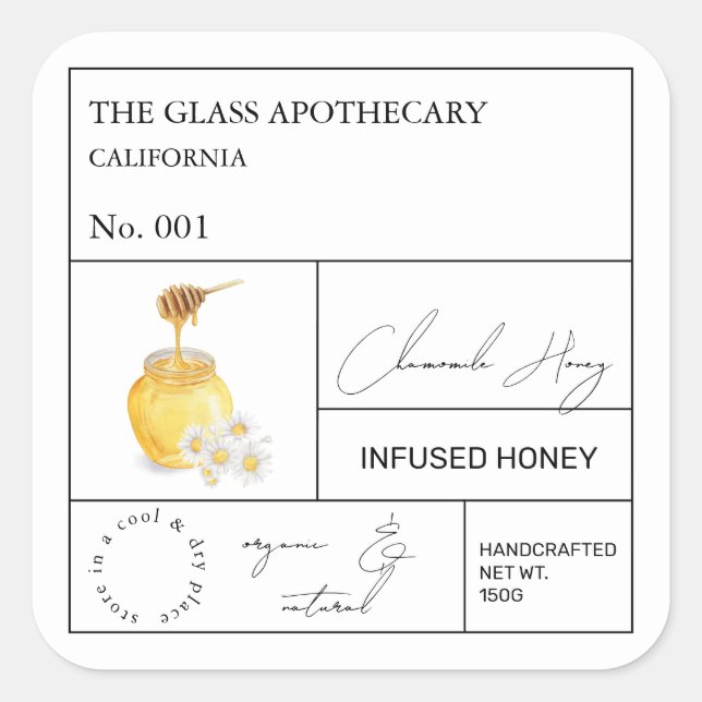Apothecary Chamomile Infused Honey Label (Front)