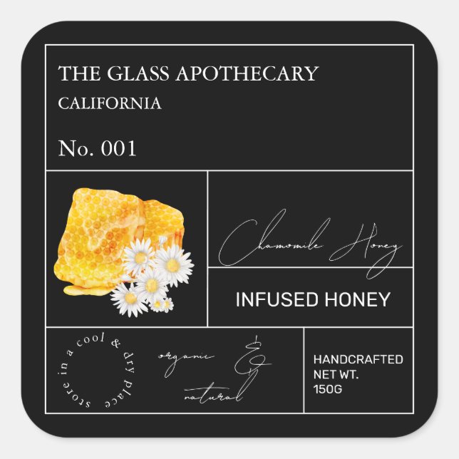 Apothecary Chamomile Infused Honey Label (Front)