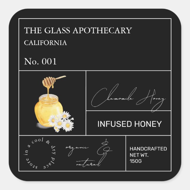 Apothecary Chamomile Infused Honey Label (Front)