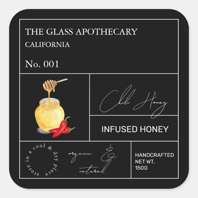 Apothecary Chilli Infused Honey Label (Front)