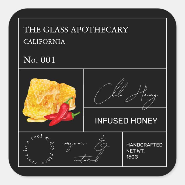 Apothecary Chilli Infused Honey Label (Front)
