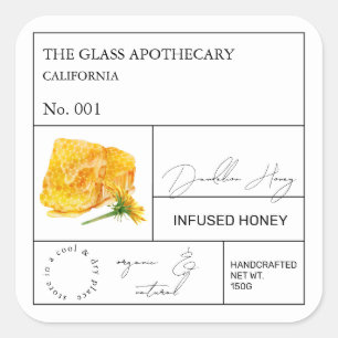 Apothecary Dandelion Infused Honey Label