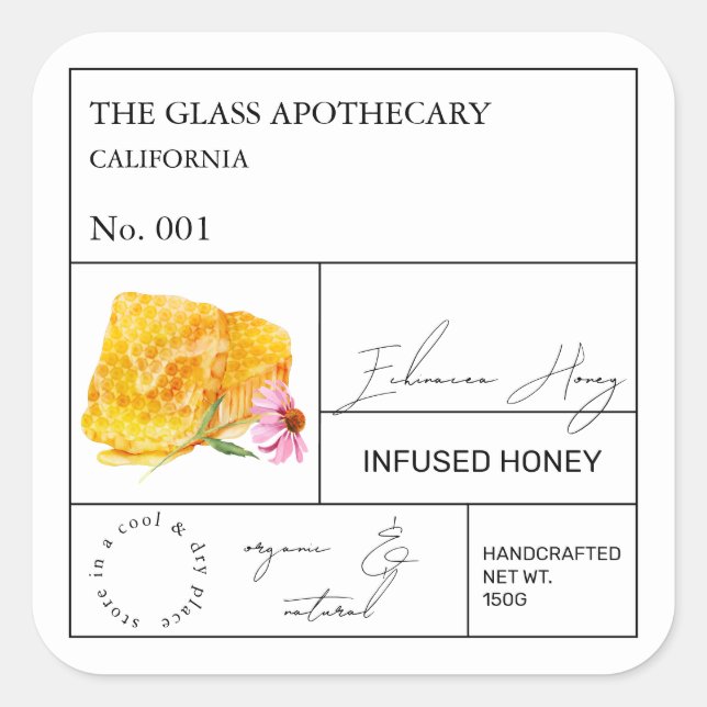 Apothecary Echinacea Infused Honey Label (Front)